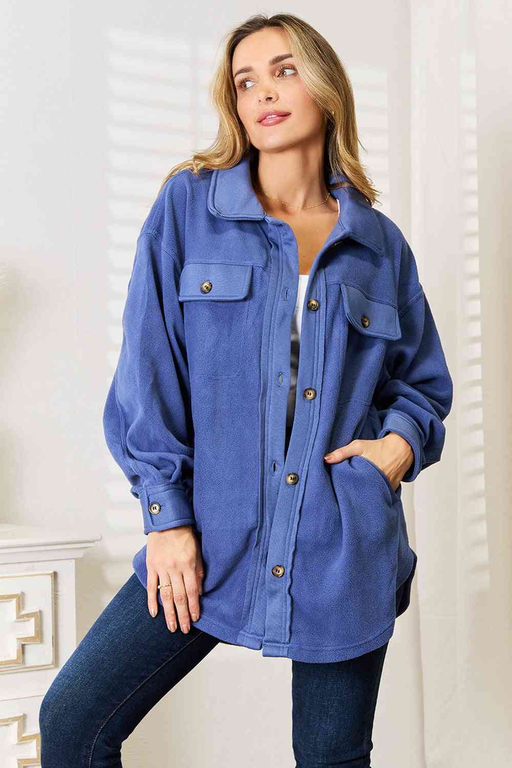 Heimish Cozy Girl Full Size Button Down Shacket - nailedmoms