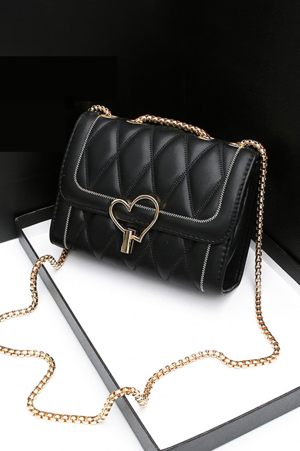 Heart Buckle PU Leather Crossbody Bag - nailedmoms