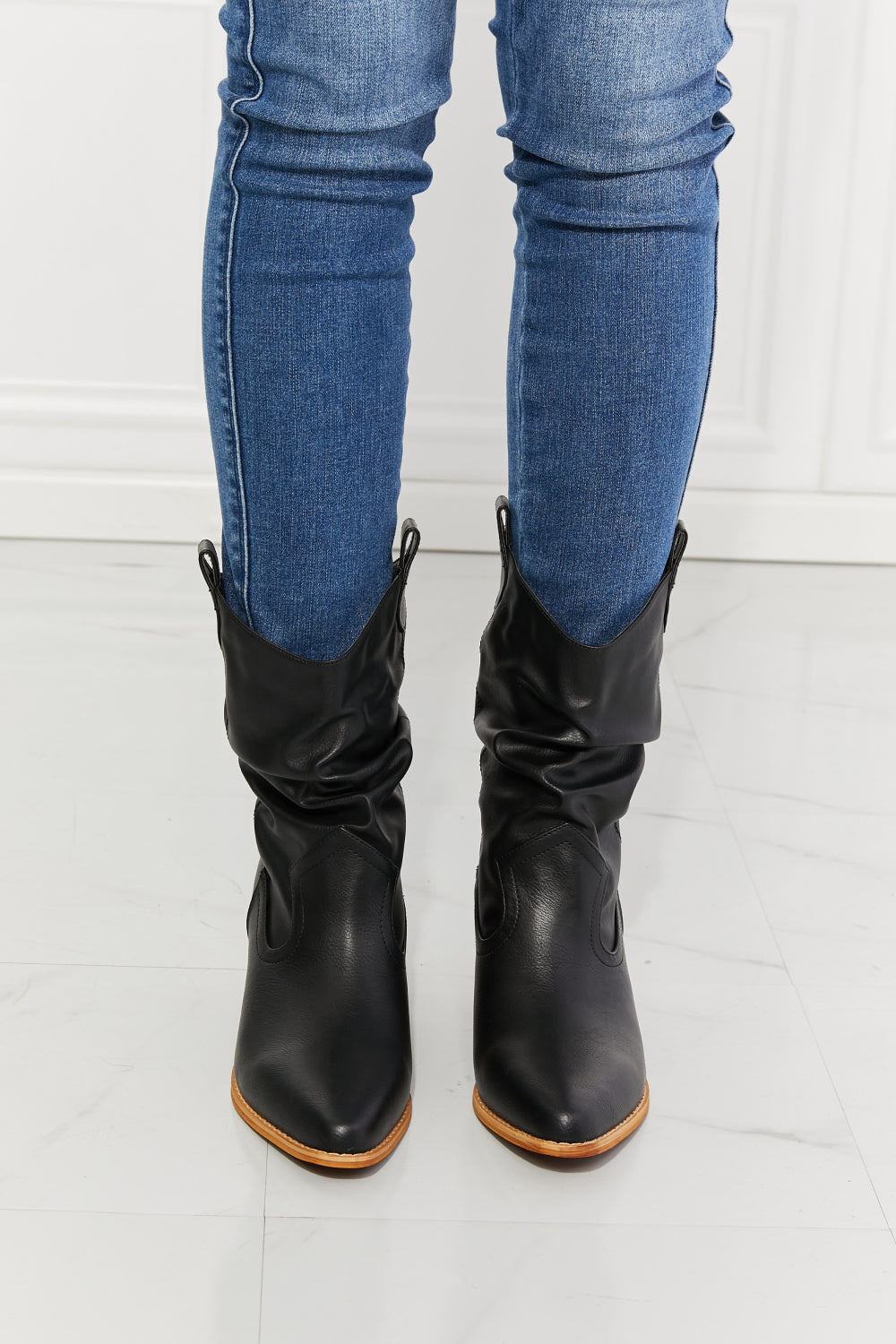MMShoes Better in Texas Scrunch Cowboy Boots in Black - nailedmoms