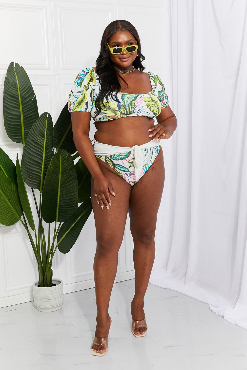 Marina West Swim Vacay Ready Puff Sleeve Bikini in Floral - nailedmoms