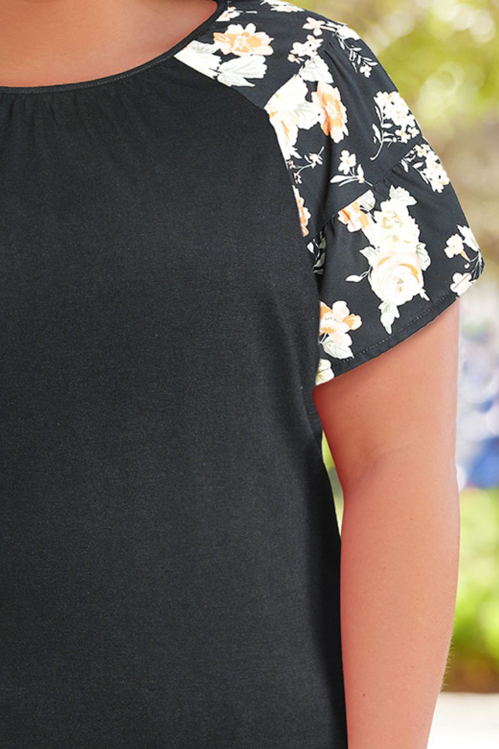 Plus Size Floral Spliced Tee Shirt - nailedmoms