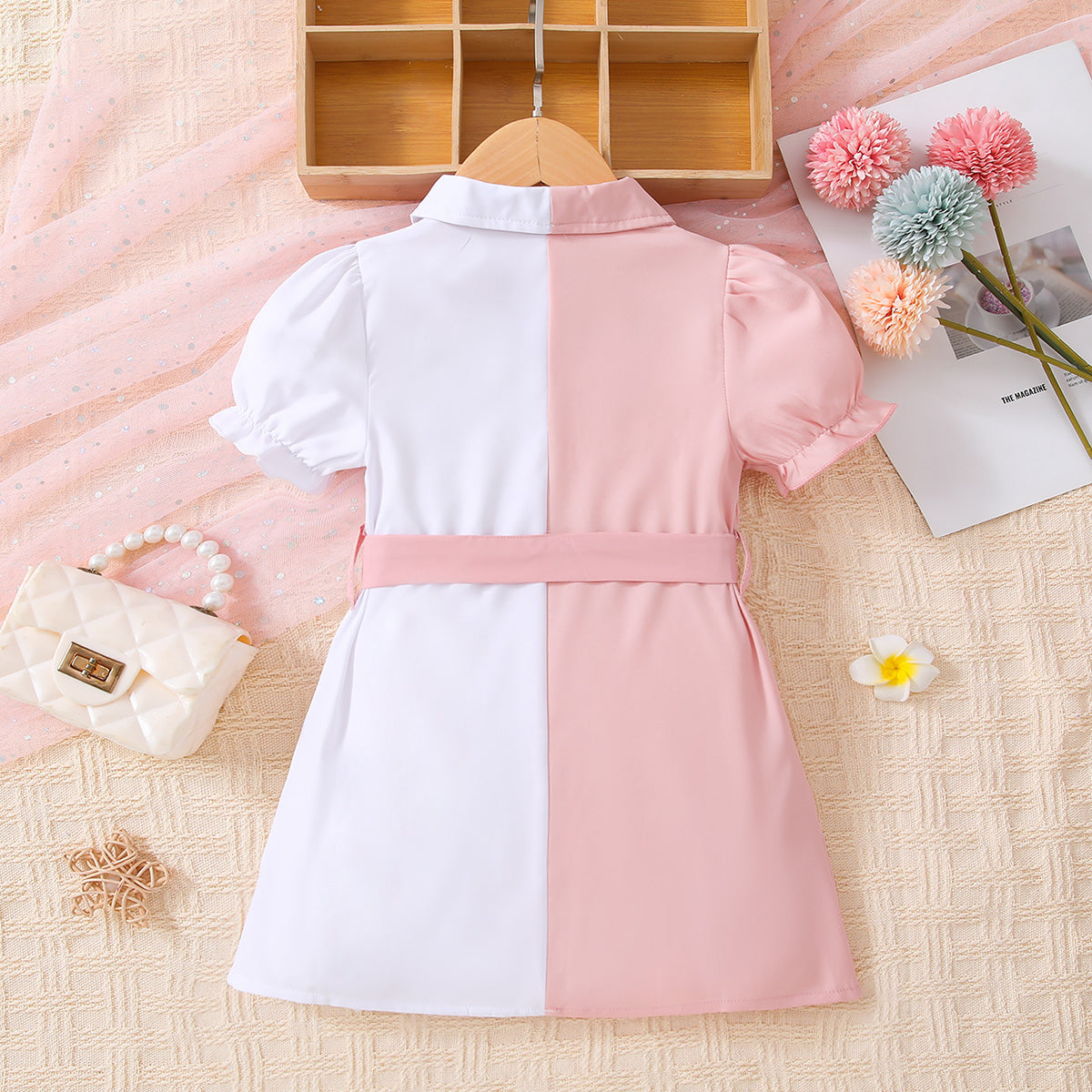 Girls Two-Tone Belted Shirt Dress - nailedmoms