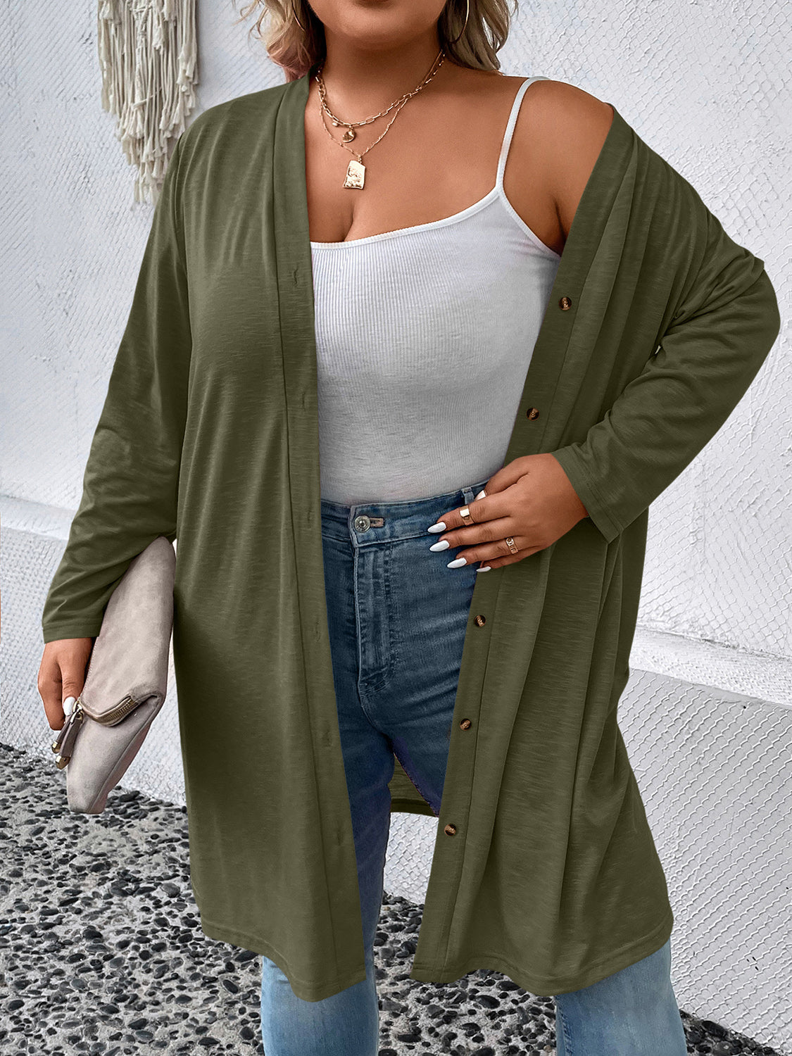 Plus Size Button Down Longline Cardigan - nailedmoms