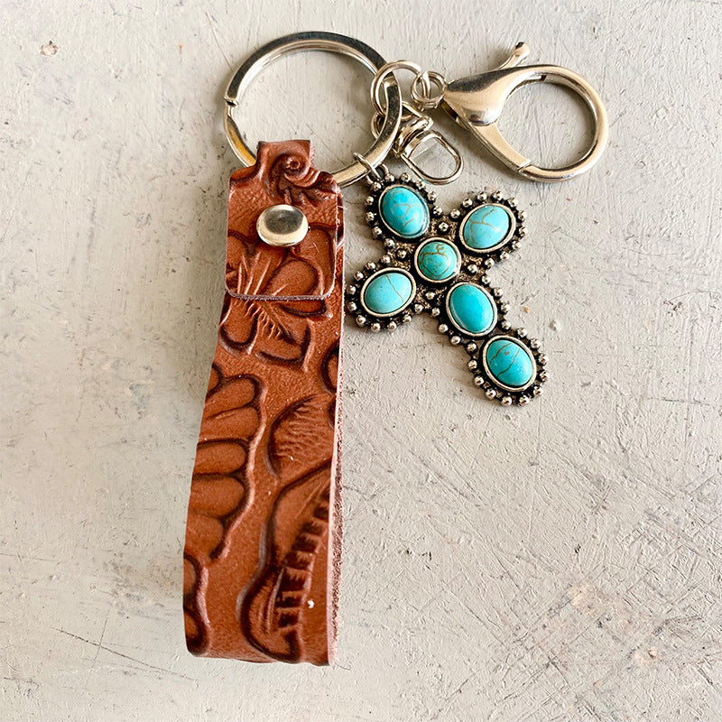 Turquoise Genuine Leather Key Chain - nailedmoms