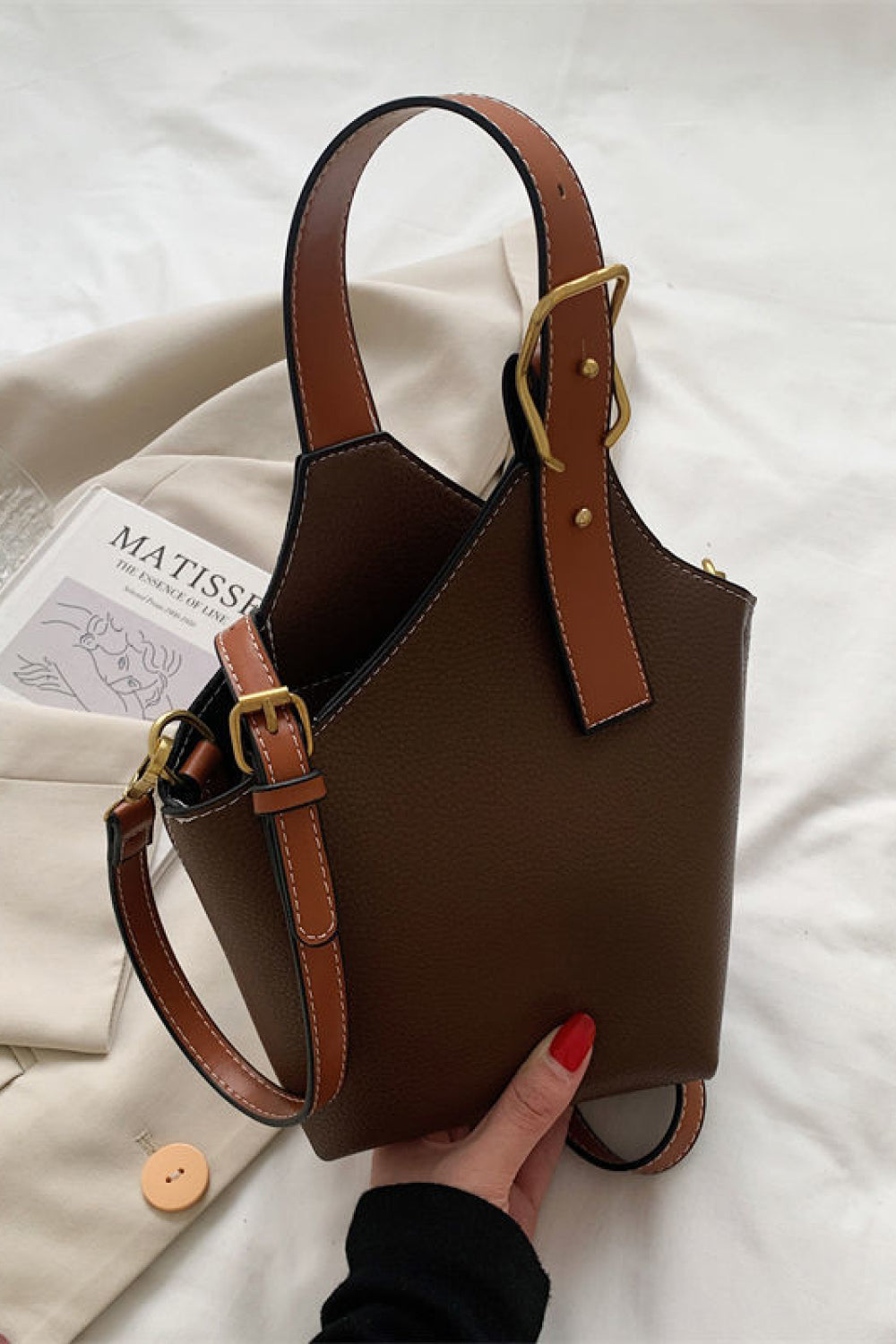 Fashion PU Leather Bucket Bag - nailedmoms
