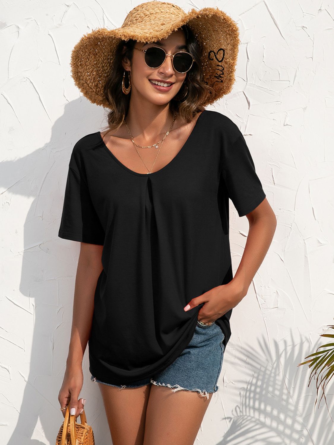 Lace Trim Short Sleeve Top - nailedmoms