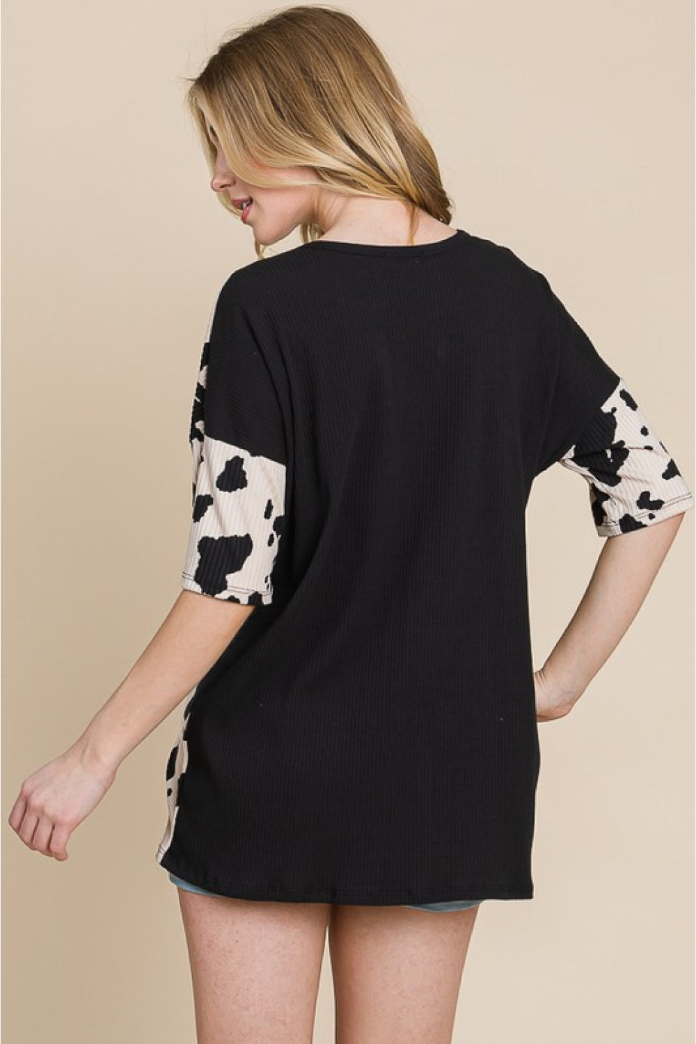 BOMBOM Rodeo Love Ribbed Animal Contrast Tee - nailedmoms
