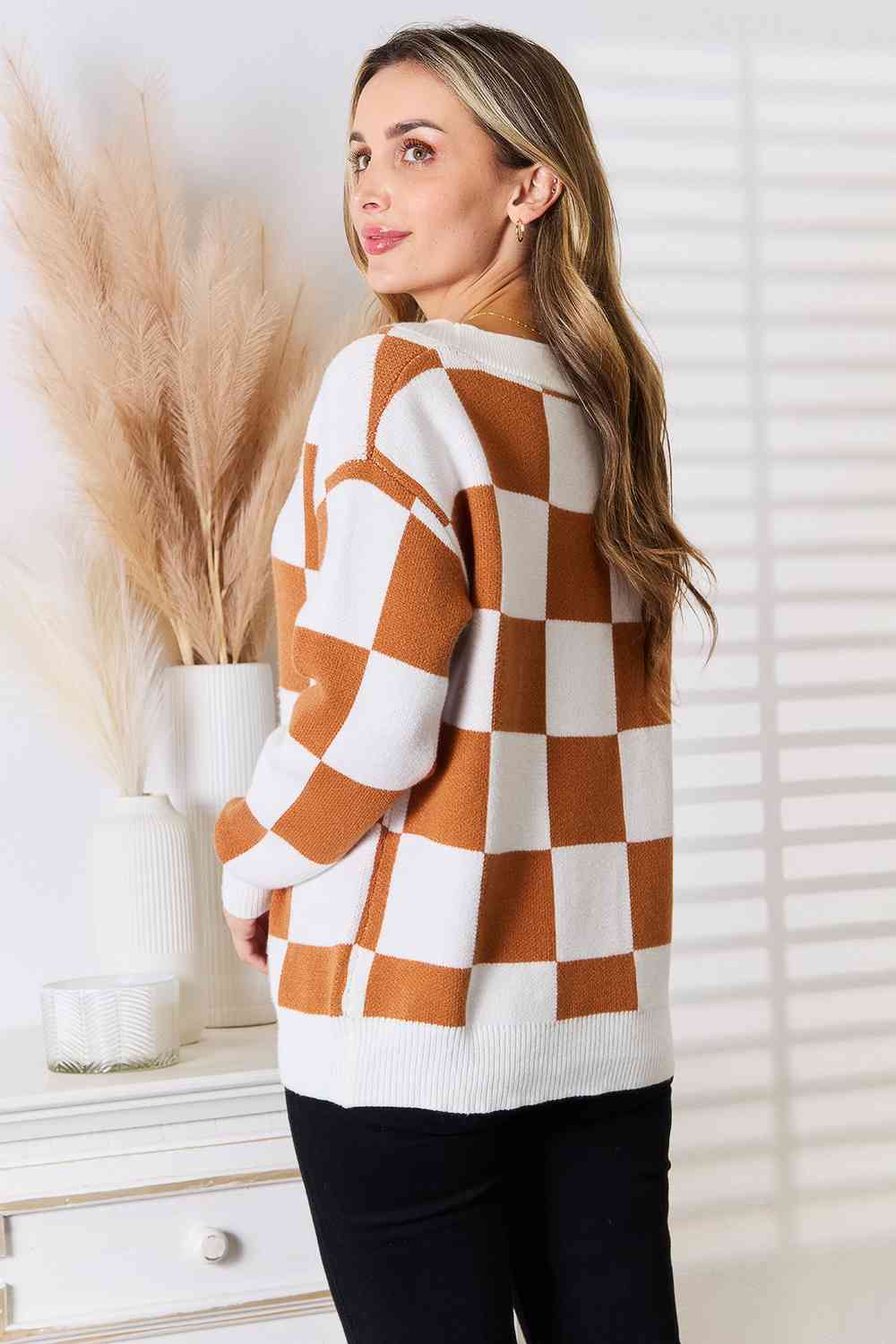 Double Take Button-Up V-Neck Dropped Shoulder Cardigan - nailedmoms