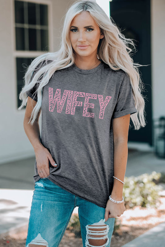 WIFEY Leopard Graphic Short Sleeve Tee - nailedmoms