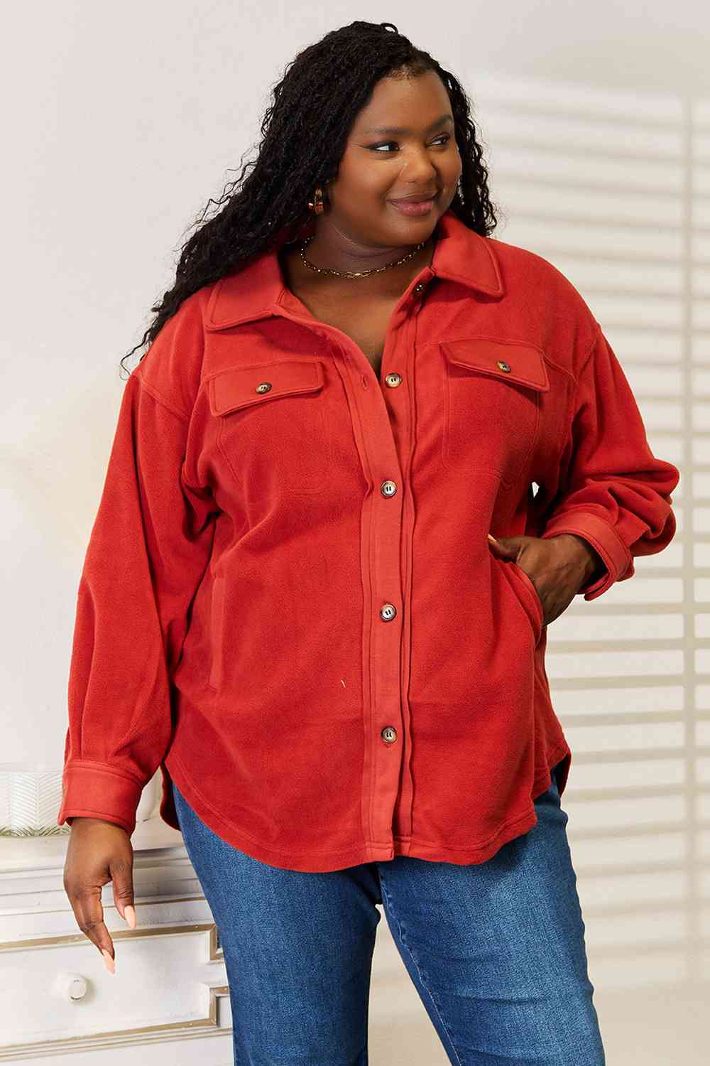 Heimish Cozy Girl Full Size Button Down Shacket - nailedmoms