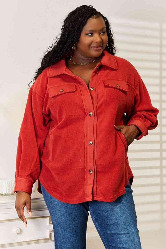 Heimish Cozy Girl Full Size Button Down Shacket - nailedmoms