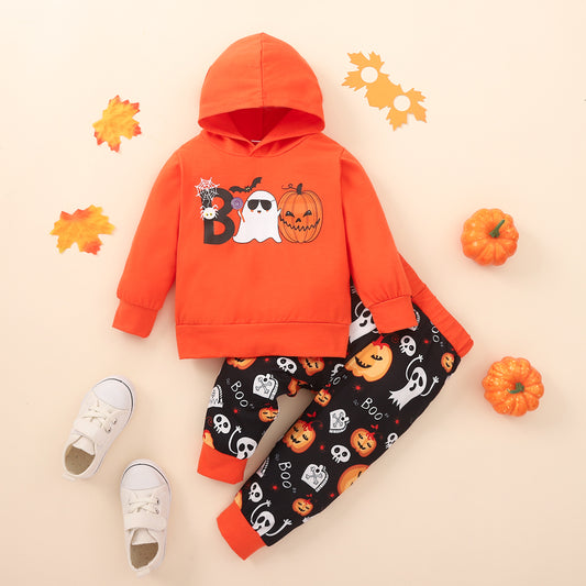 BOO Graphic Long Sleeve Hoodie and Printed Pants Set - nailedmoms