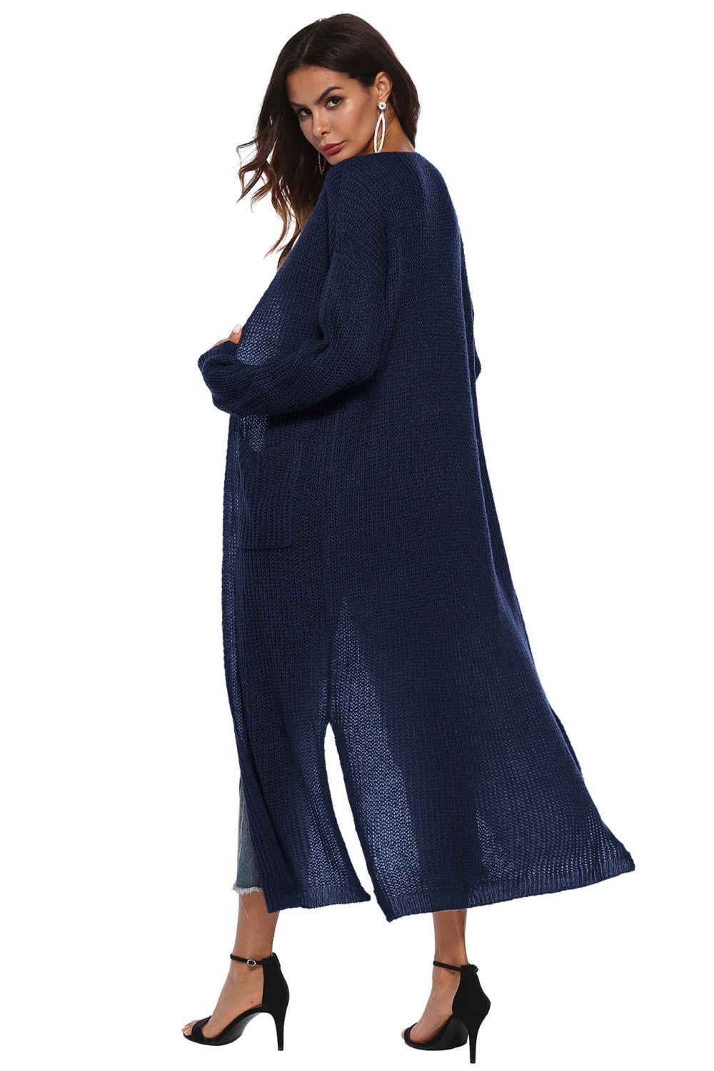 Long Sleeve Open Front Buttoned Cardigan - nailedmoms
