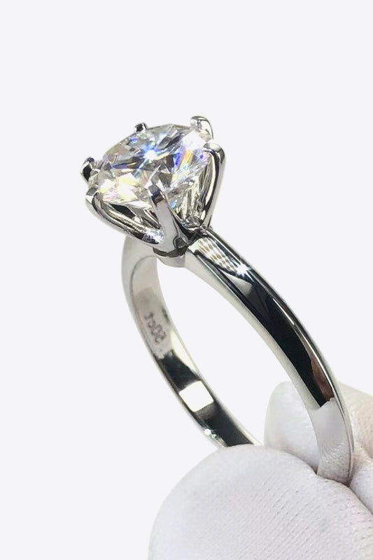 925 Sterling Silver 3 Carat Moissanite 6-Prong Ring - nailedmoms