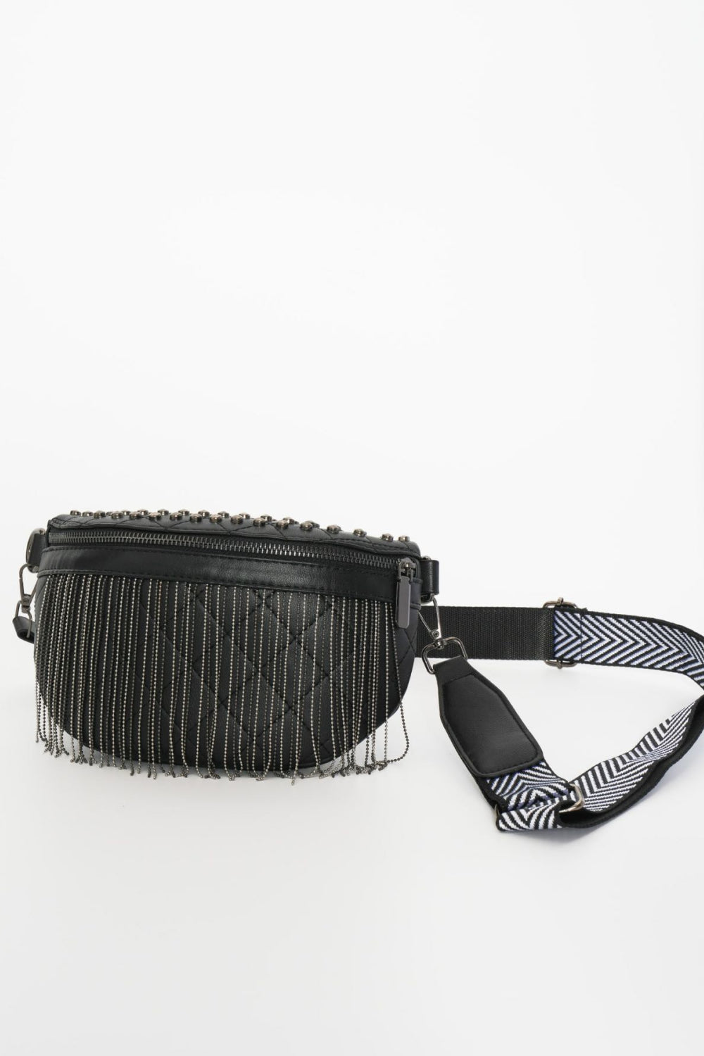 PU Leather Studded Sling Bag with Fringes - nailedmoms