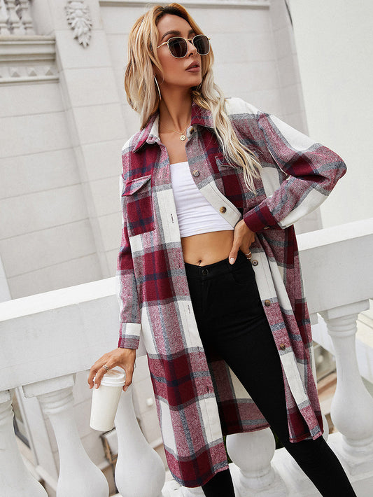 Plaid Longline Shirt Jacket - nailedmoms