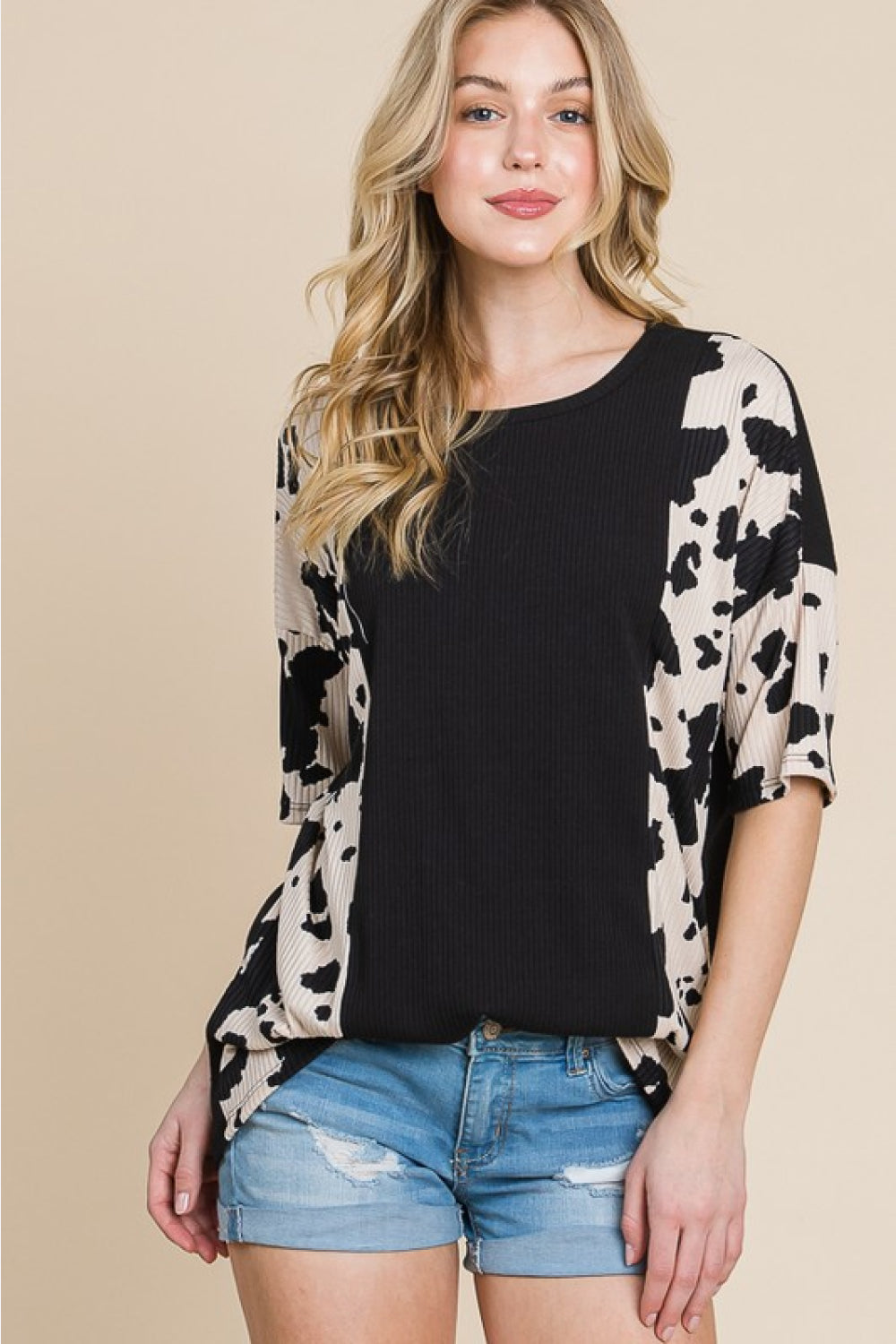BOMBOM Rodeo Love Ribbed Animal Contrast Tee - nailedmoms