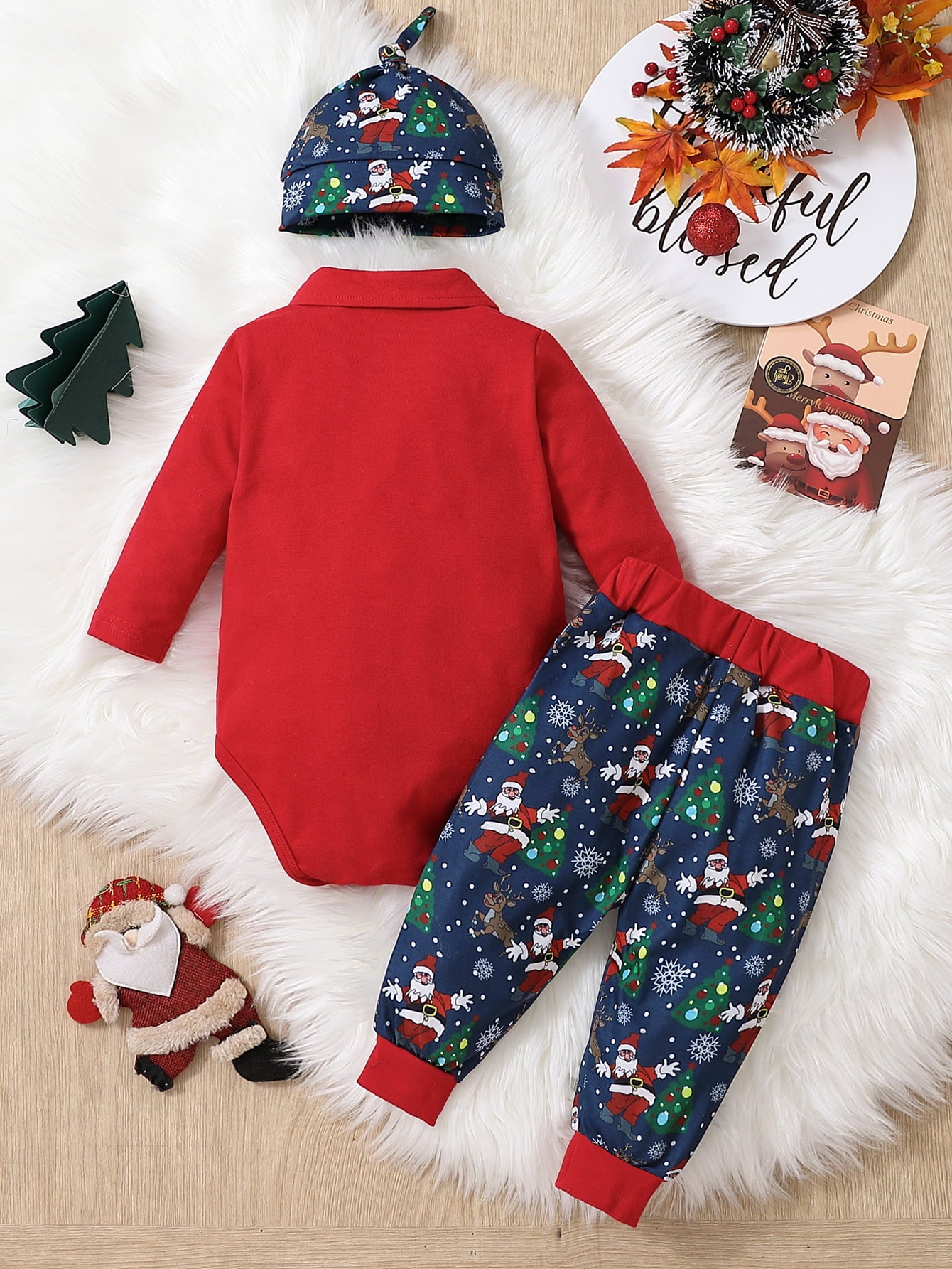 Printed Bow Front Collared Neck Bodysuit and Pants Set - nailedmoms
