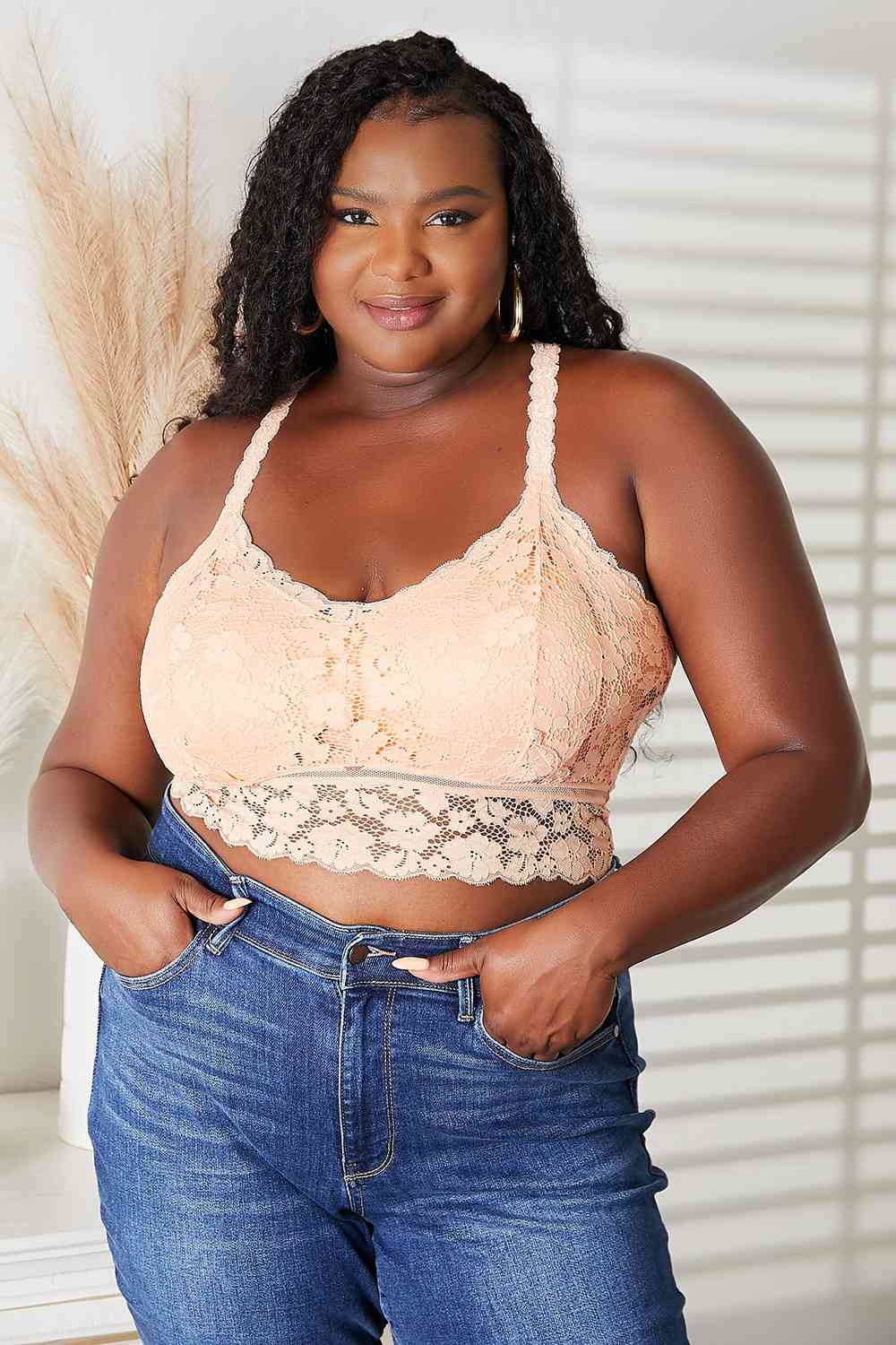 JadyK Juliette Full Size Crisscross Lace Bralette - nailedmoms