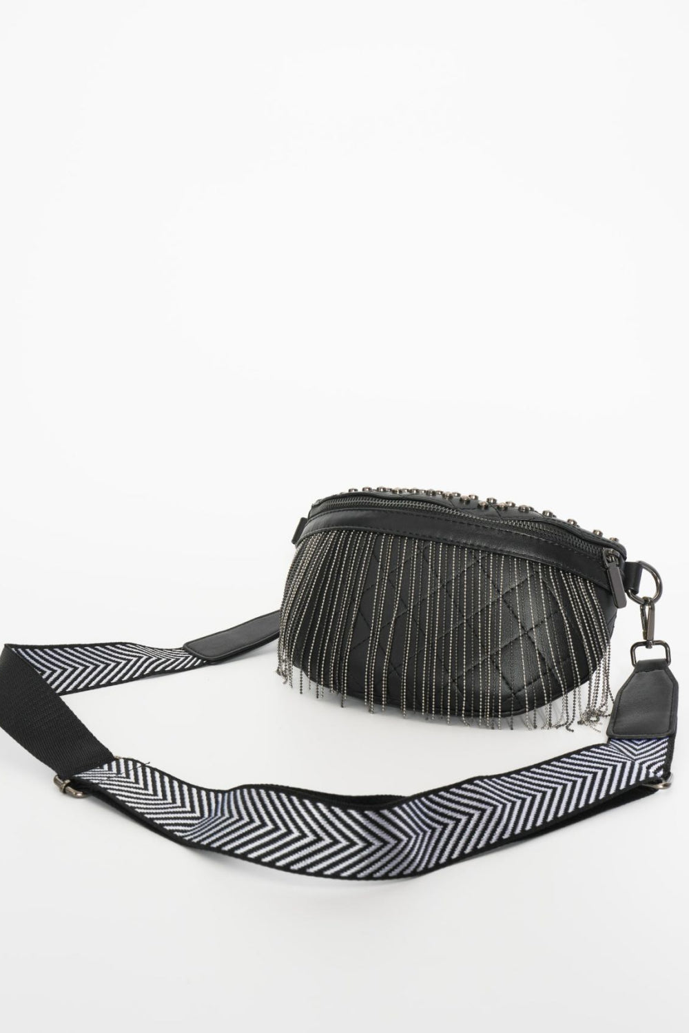 PU Leather Studded Sling Bag with Fringes - nailedmoms