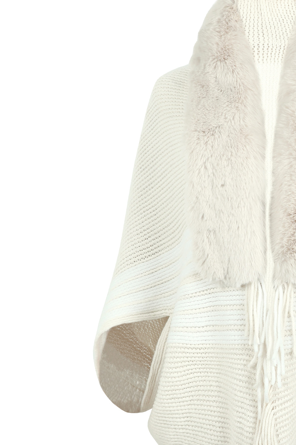 Striped Fringe Detail Long Sleeve Poncho - nailedmoms