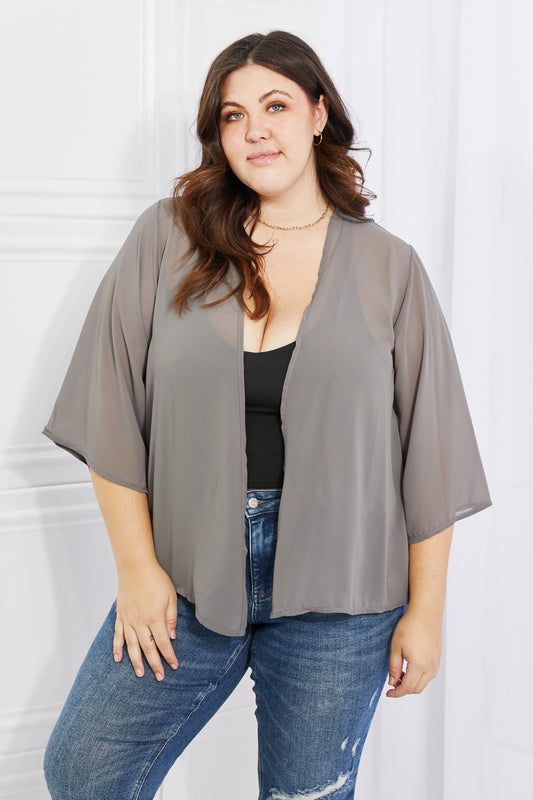 Melody Just Breathe Full Size Chiffon Kimono in Grey - nailedmoms