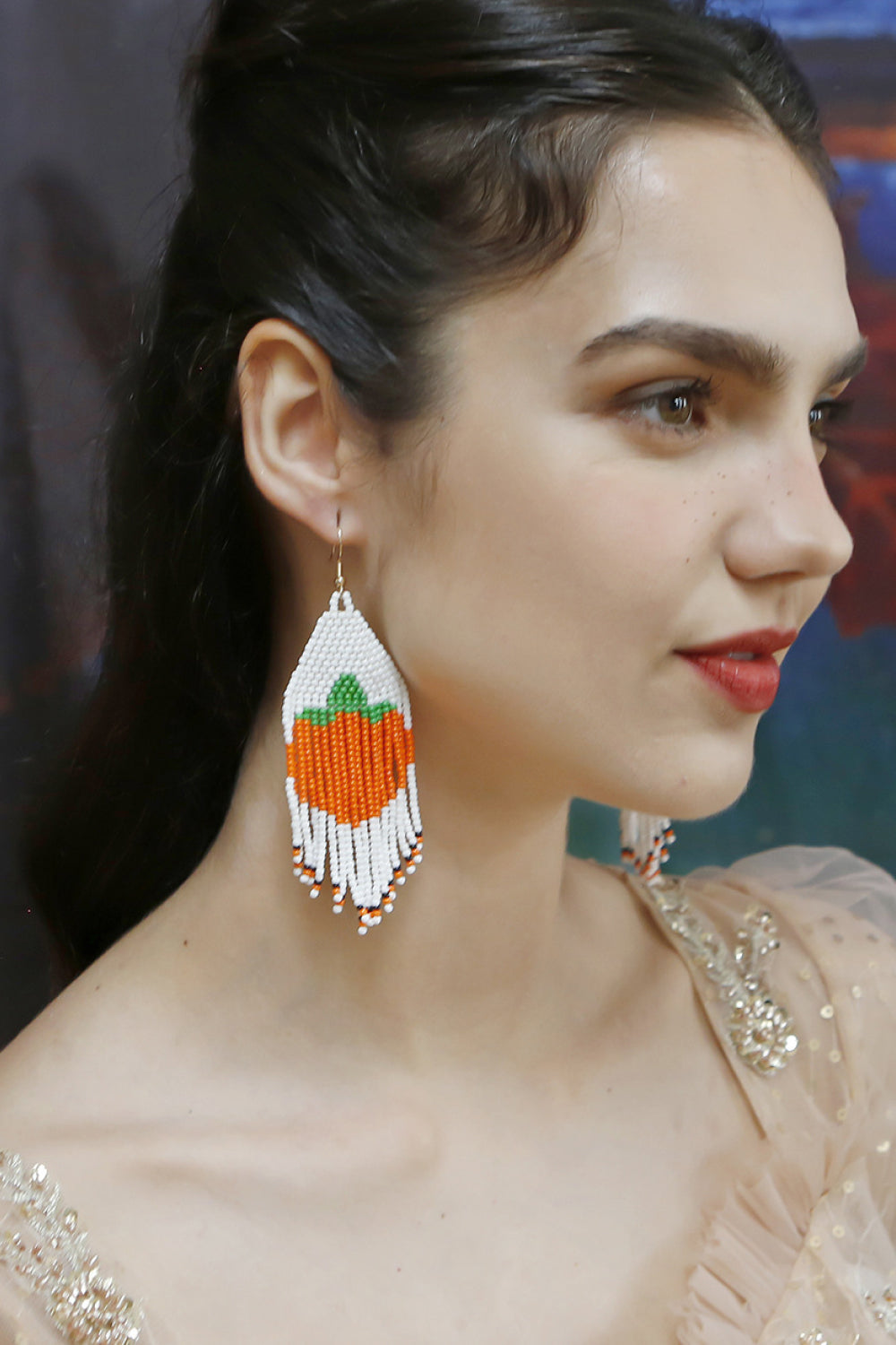 Beaded Fringe Dangle Earring - nailedmoms