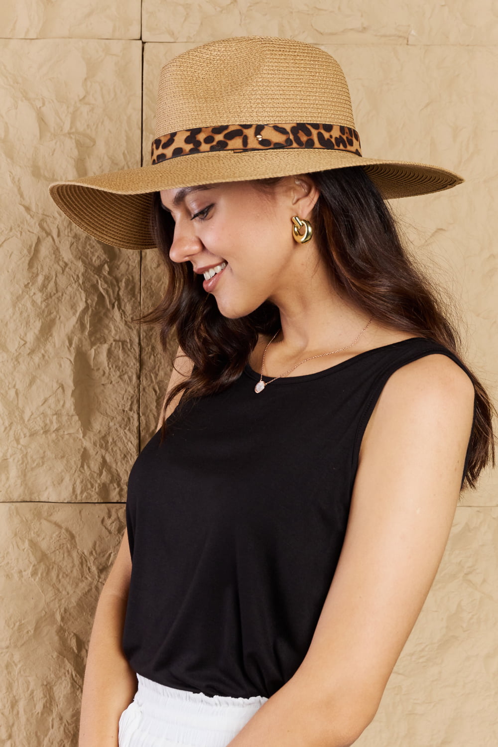 Fame Wild One Leopard Ribbon Straw Hat - nailedmoms