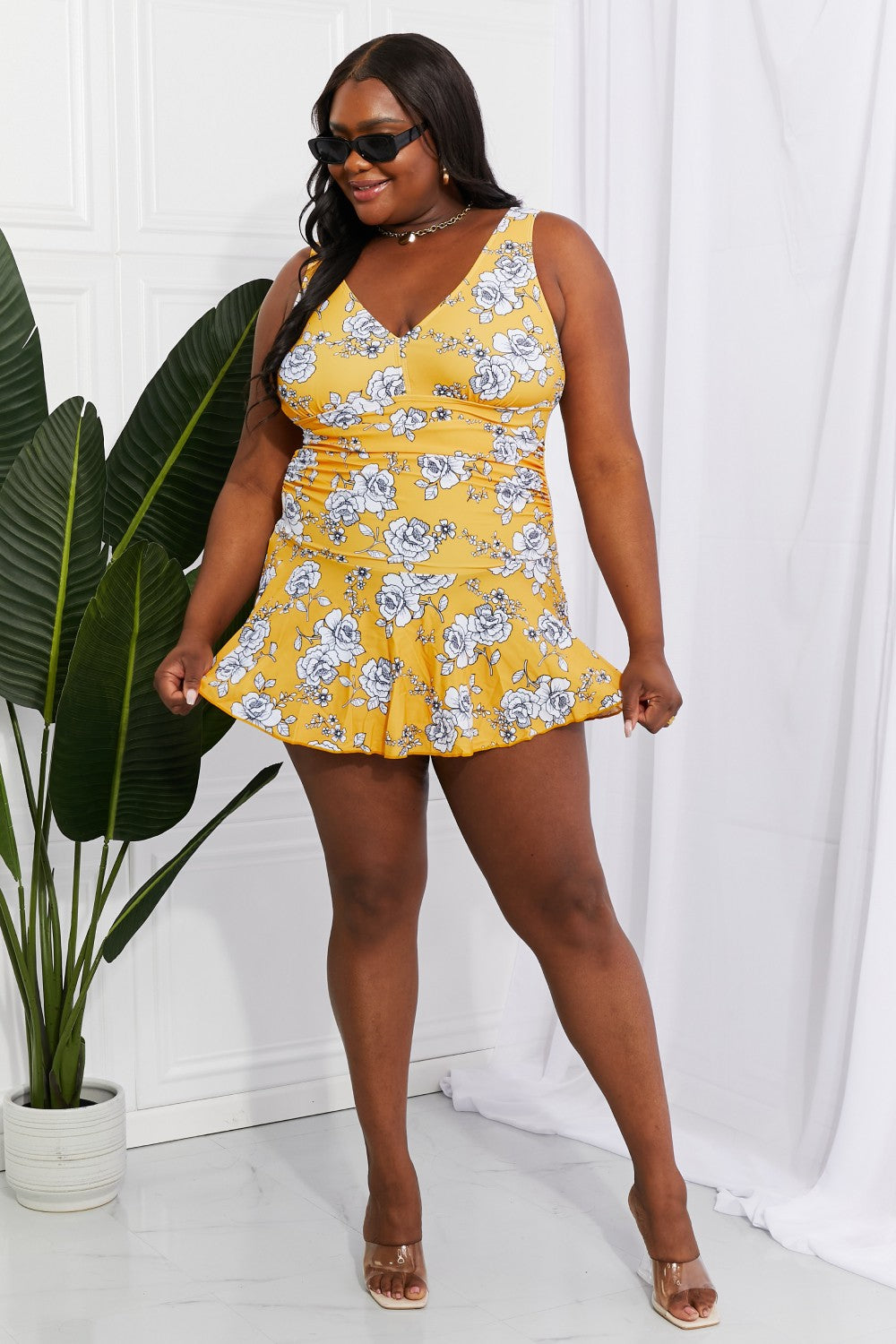 Marina West Swim Full Size Clear Waters Swim Dress in Mustard - nailedmoms