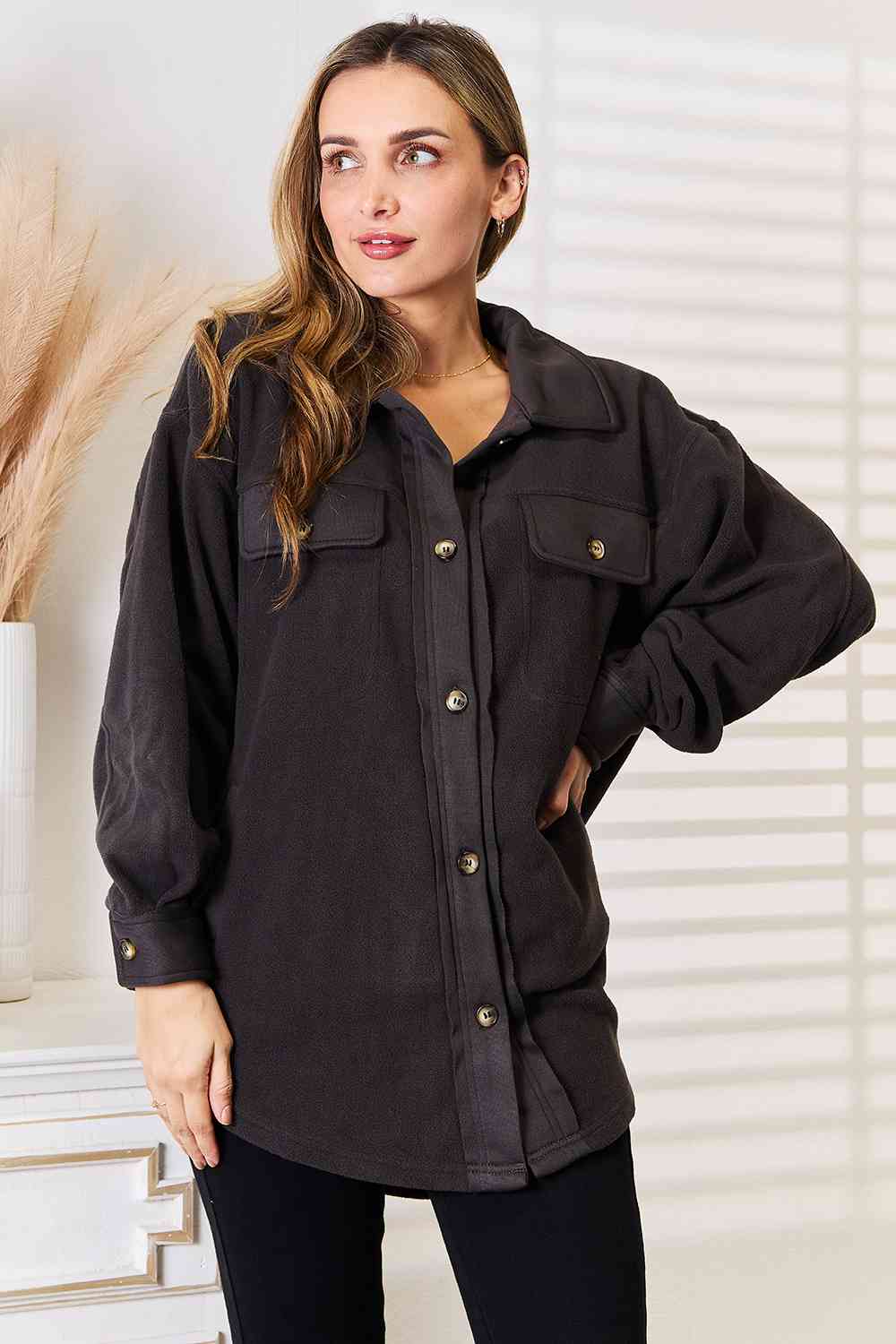 Heimish Cozy Girl Full Size Button Down Shacket - nailedmoms