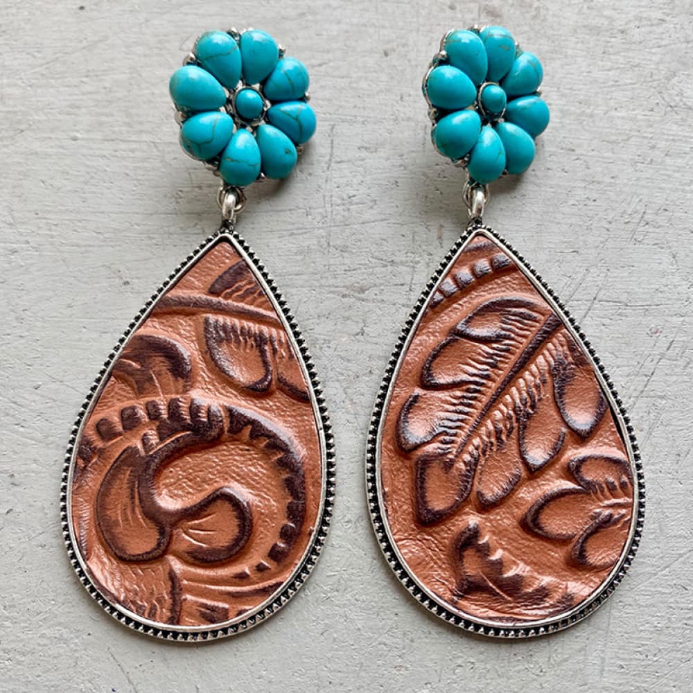 Turquoise Flower Teardrop Earrings - nailedmoms