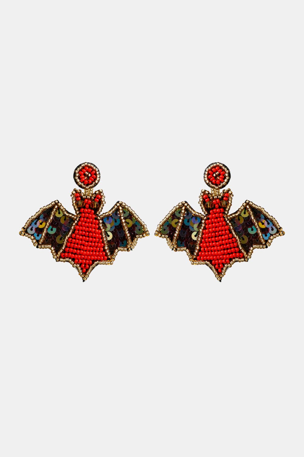 Bat Shape Beaded Dangle Earrings - nailedmoms