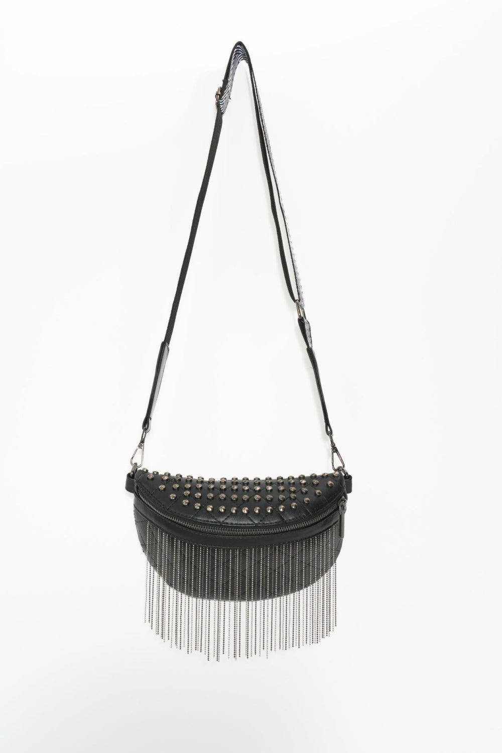 PU Leather Studded Sling Bag with Fringes - nailedmoms