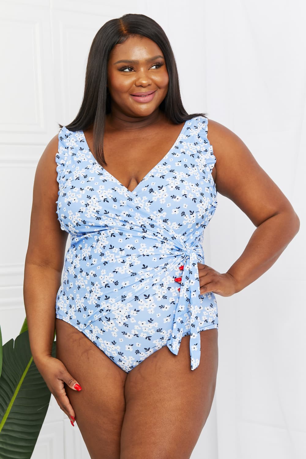 Marina West Swim Full Size Float On Ruffle Faux Wrap One-Piece in Blossom Blue - nailedmoms