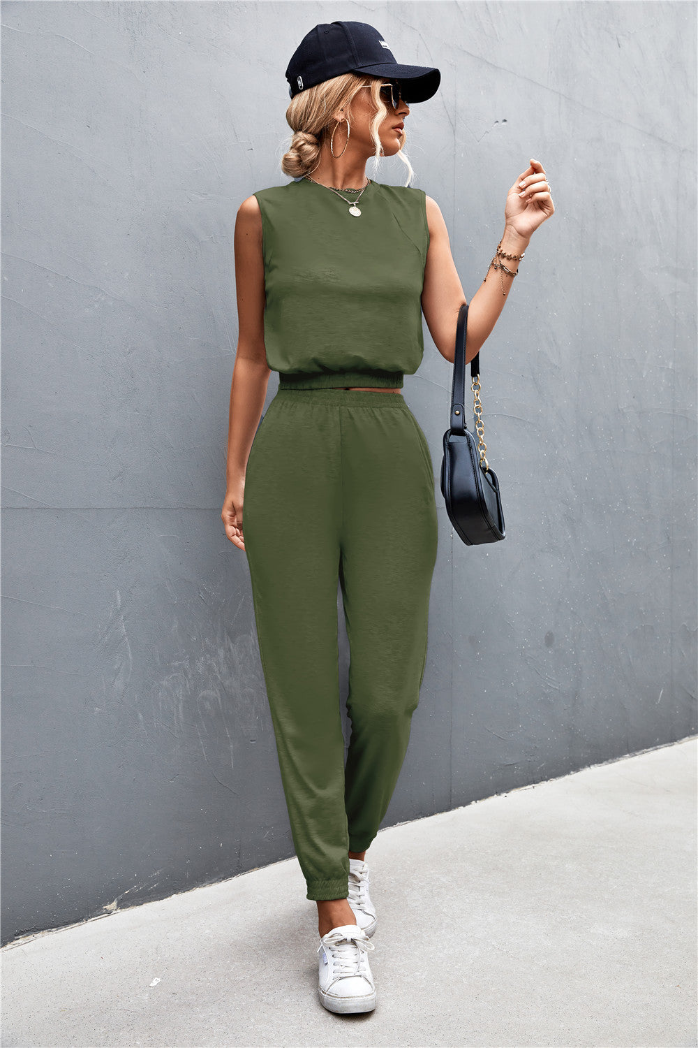 Sleeveless Top and Joggers Set - nailedmoms