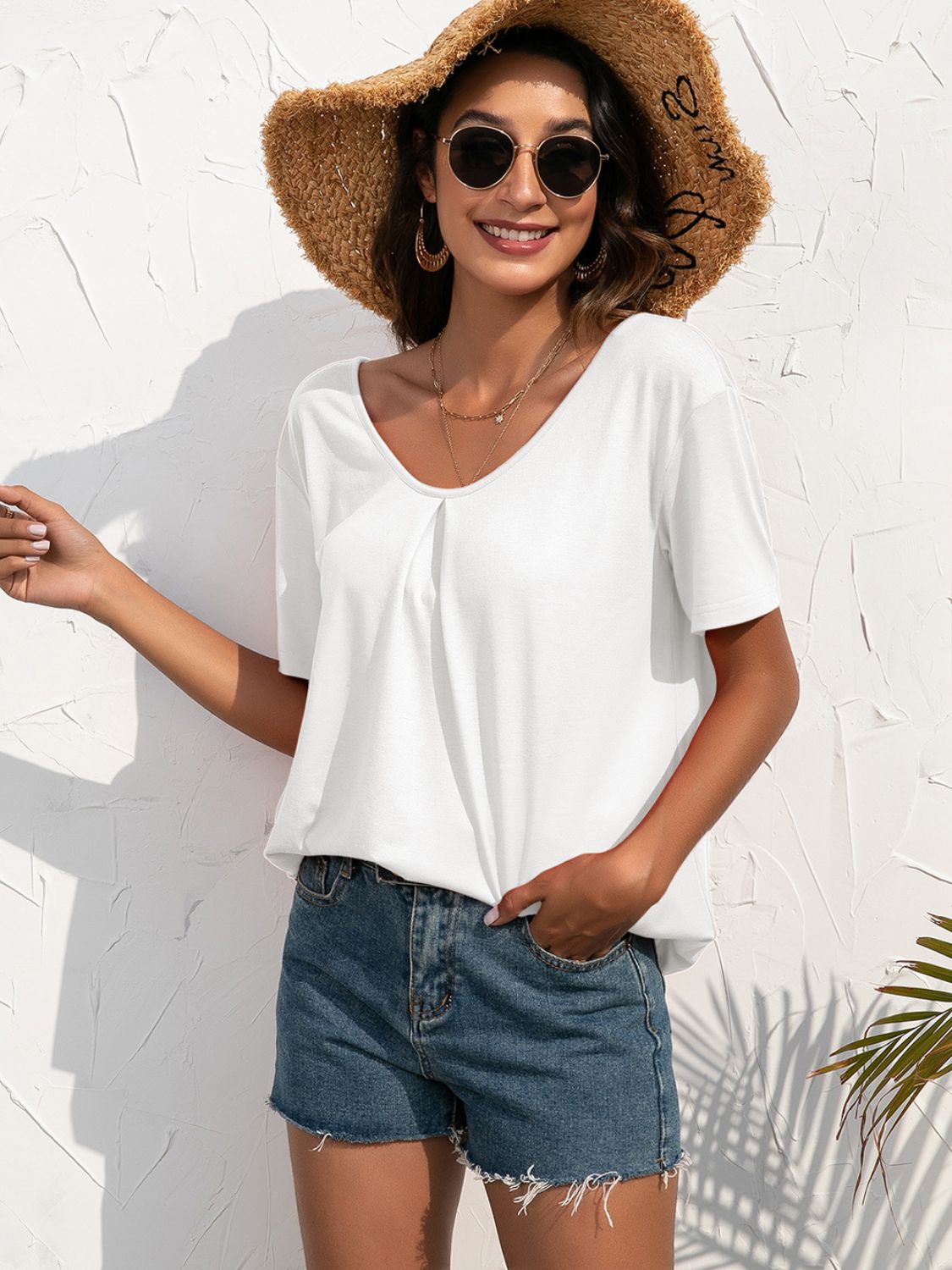 Lace Trim Short Sleeve Top - nailedmoms