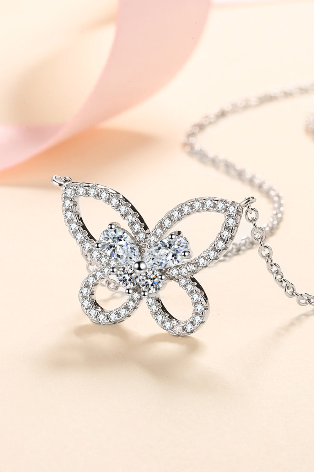 Moissanite Butterfly Pendant Necklace - nailedmoms