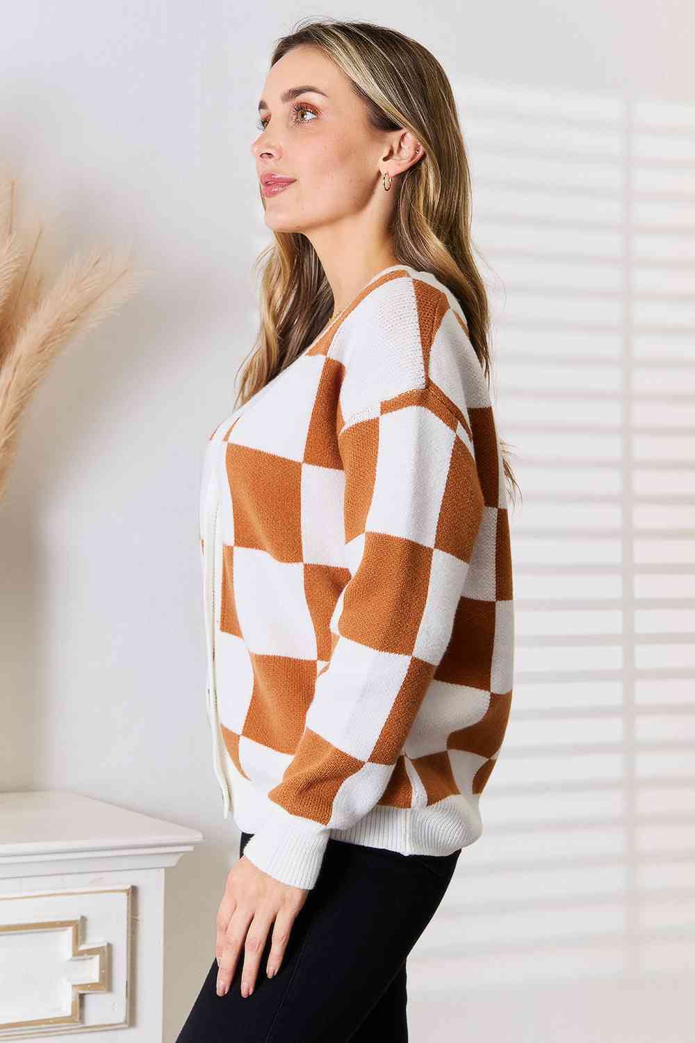 Double Take Button-Up V-Neck Dropped Shoulder Cardigan - nailedmoms