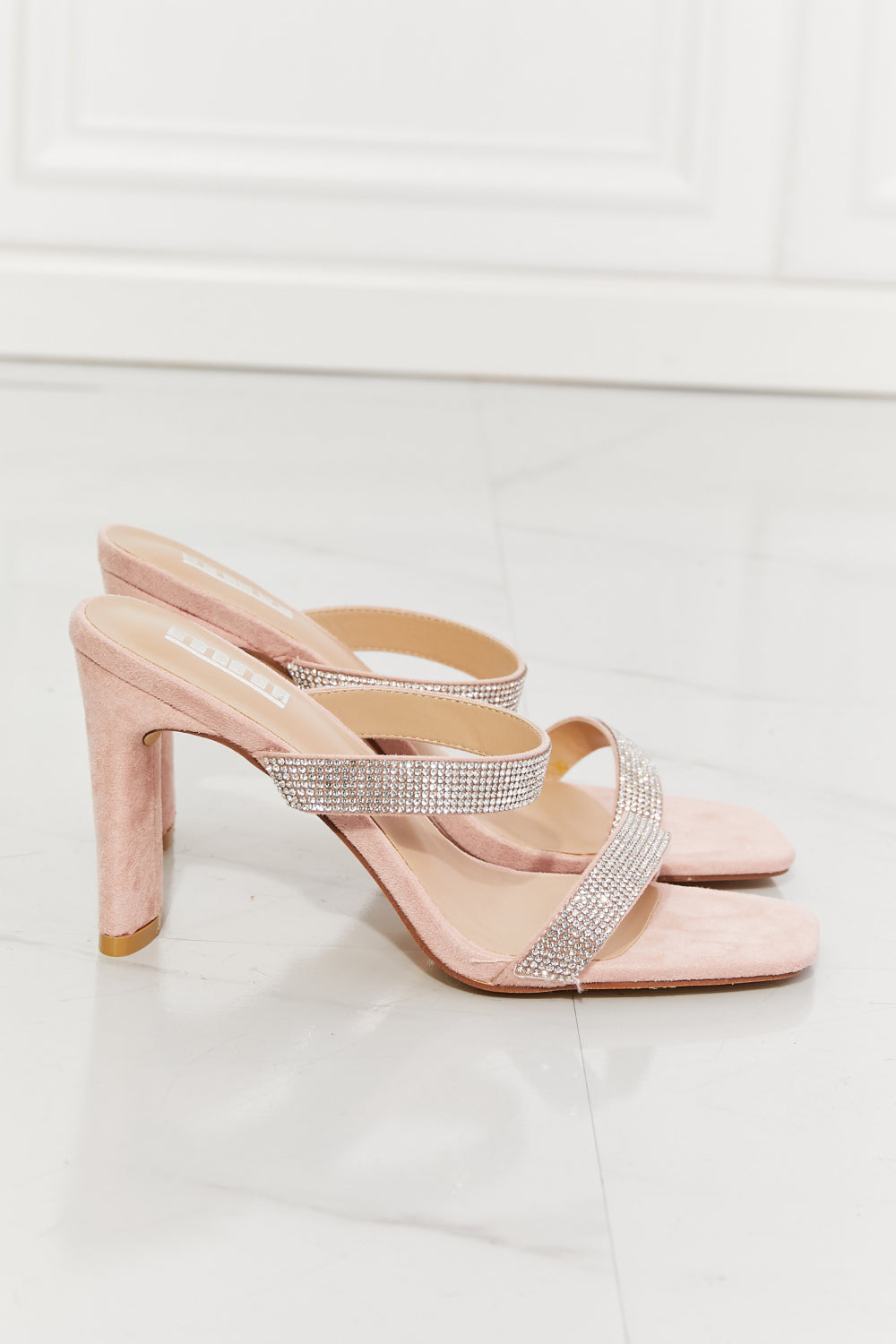 MMShoes Leave A Little Sparkle Rhinestone Block Heel Sandal in Pink - nailedmoms