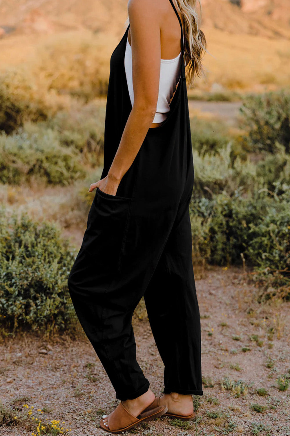 Double Take  V-Neck Sleeveless Jumpsuit with Pocket - nailedmoms