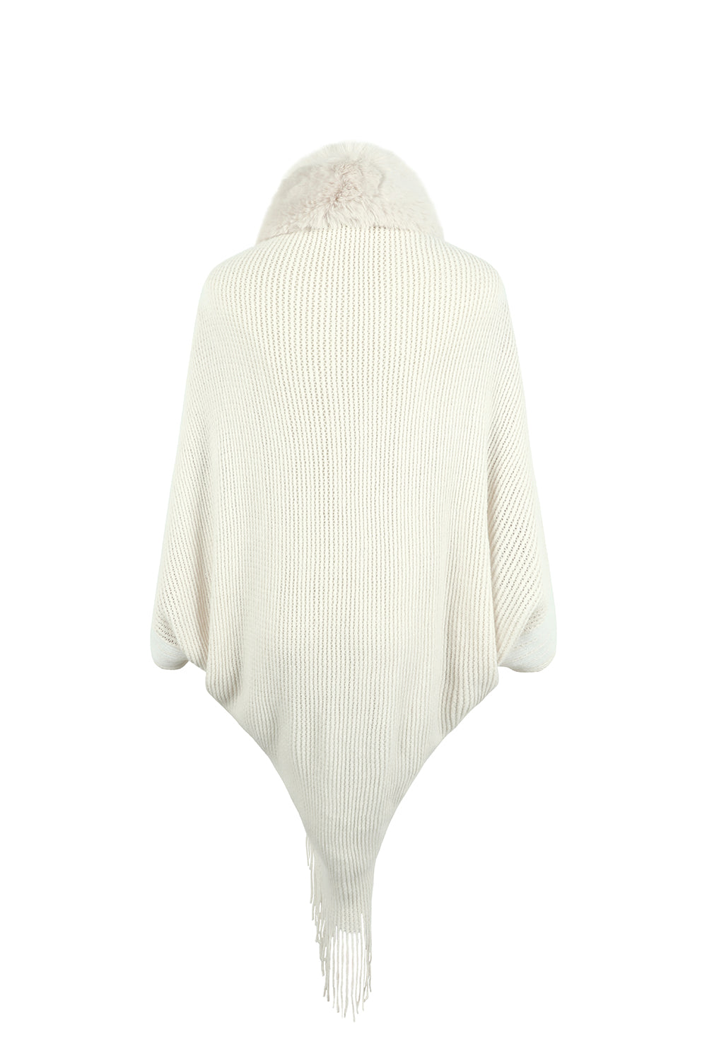 Striped Fringe Detail Long Sleeve Poncho - nailedmoms