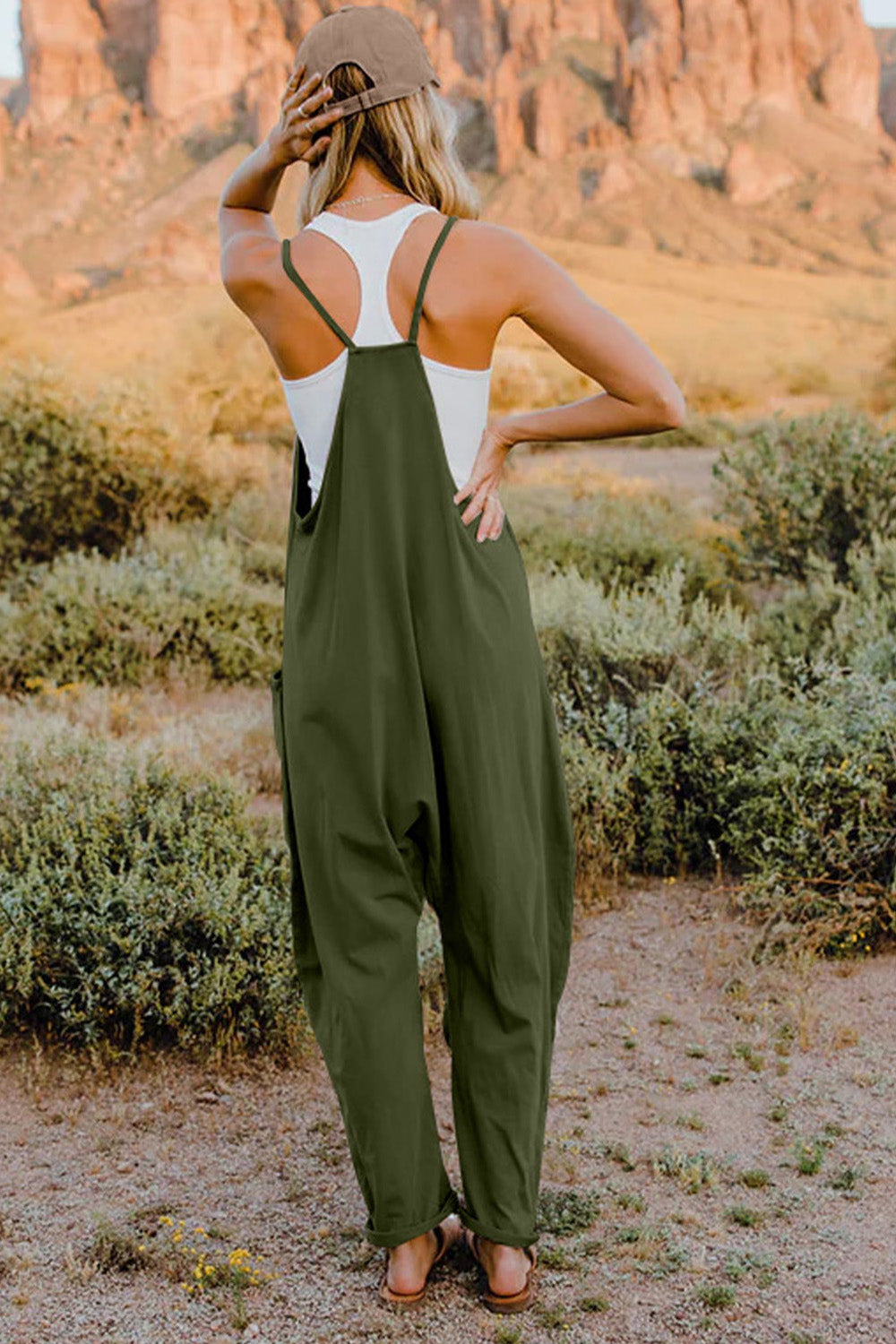 Double Take  V-Neck Sleeveless Jumpsuit with Pocket - nailedmoms
