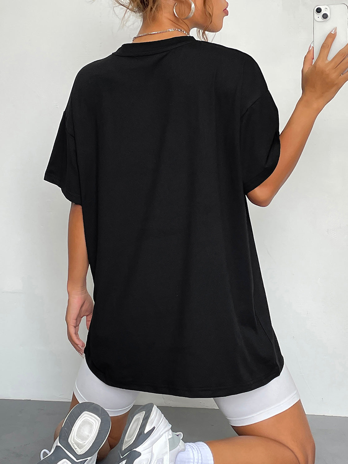 Round Neck Short Sleeve Ghost Graphic T-Shirt - nailedmoms