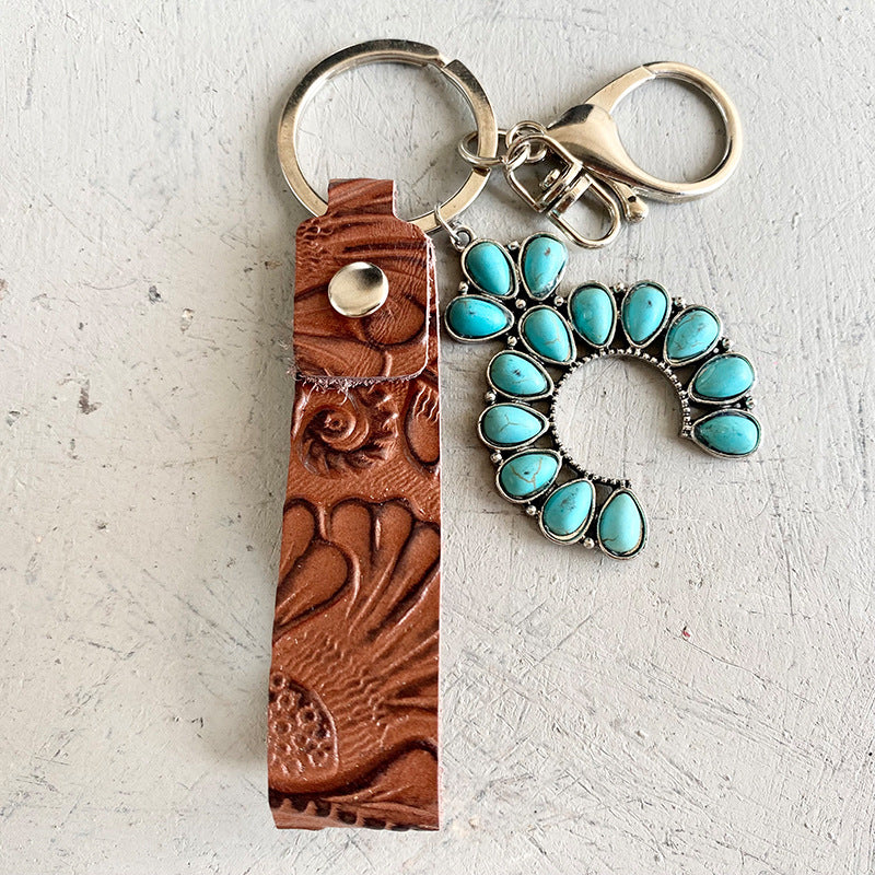 Turquoise Genuine Leather Key Chain - nailedmoms