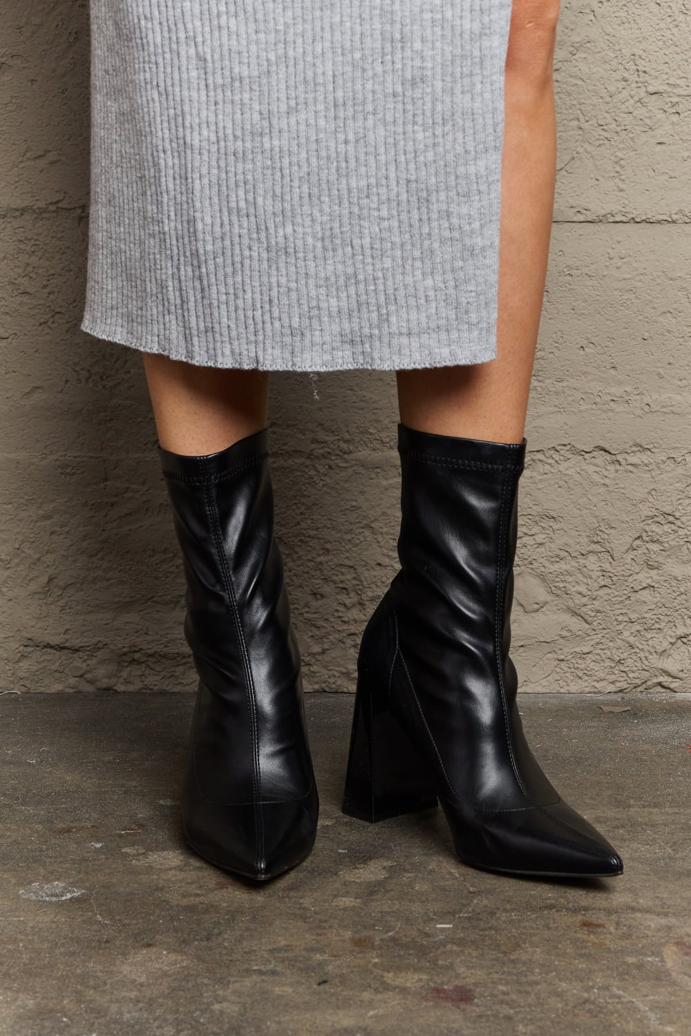 Weeboo Stacy Block Heel Sock Boots - nailedmoms