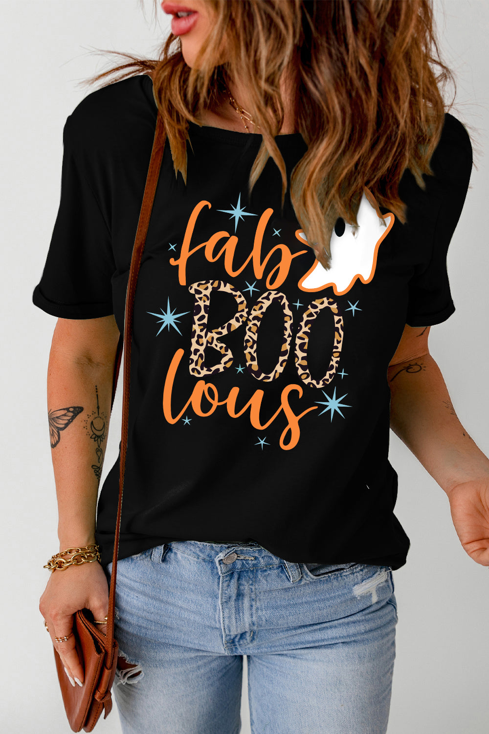 Round Neck Short Sleeve Ghost Graphic T-Shirt - nailedmoms