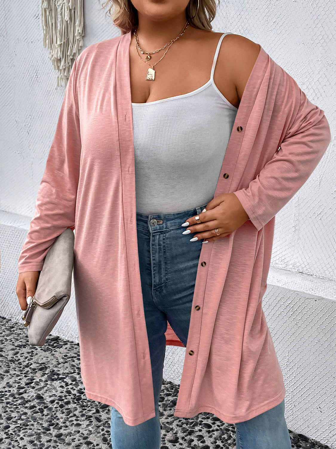 Plus Size Button Down Longline Cardigan - nailedmoms