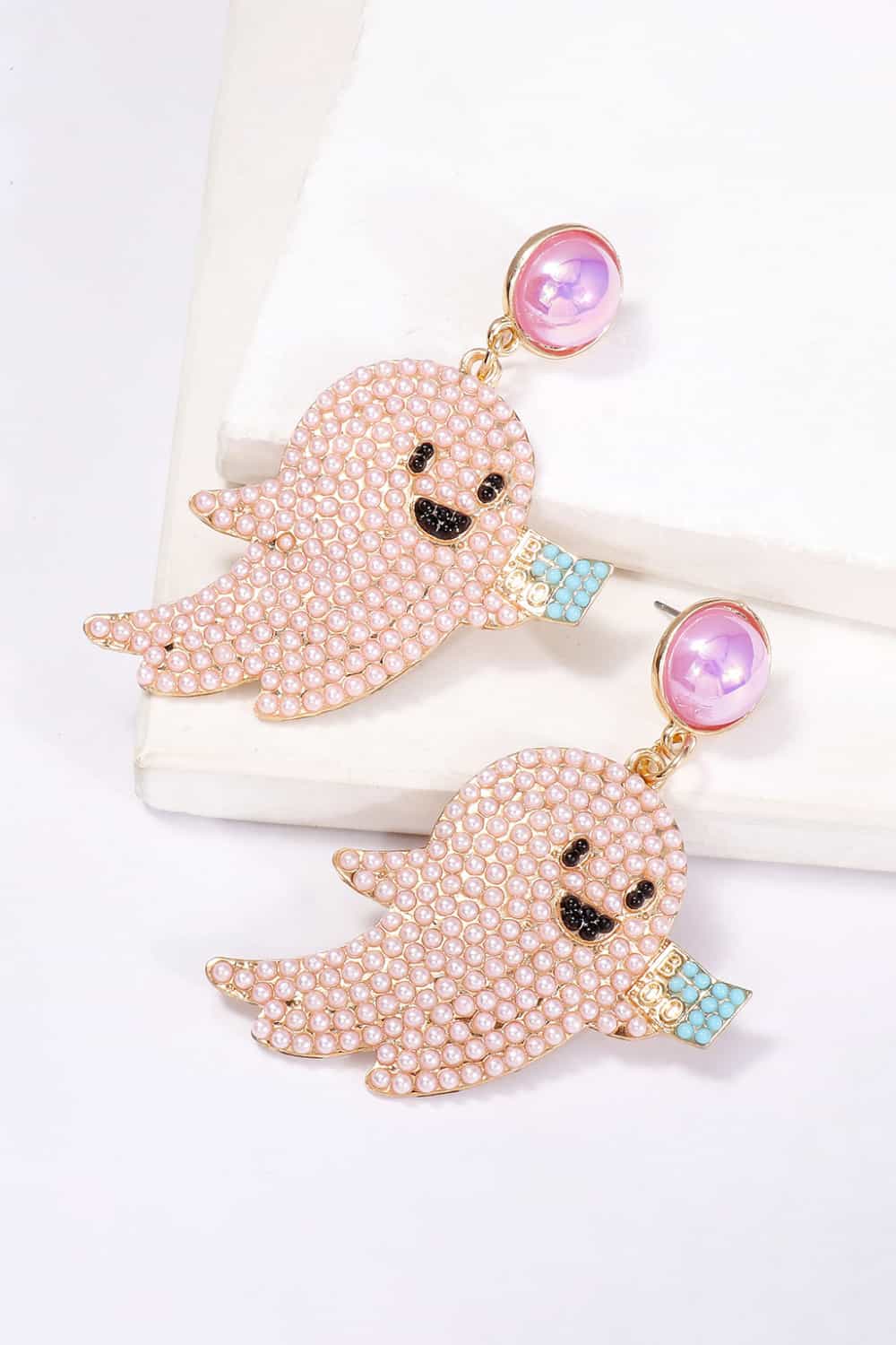 Ghost Shape Synthetic Pearl Dangle Earrings - nailedmoms