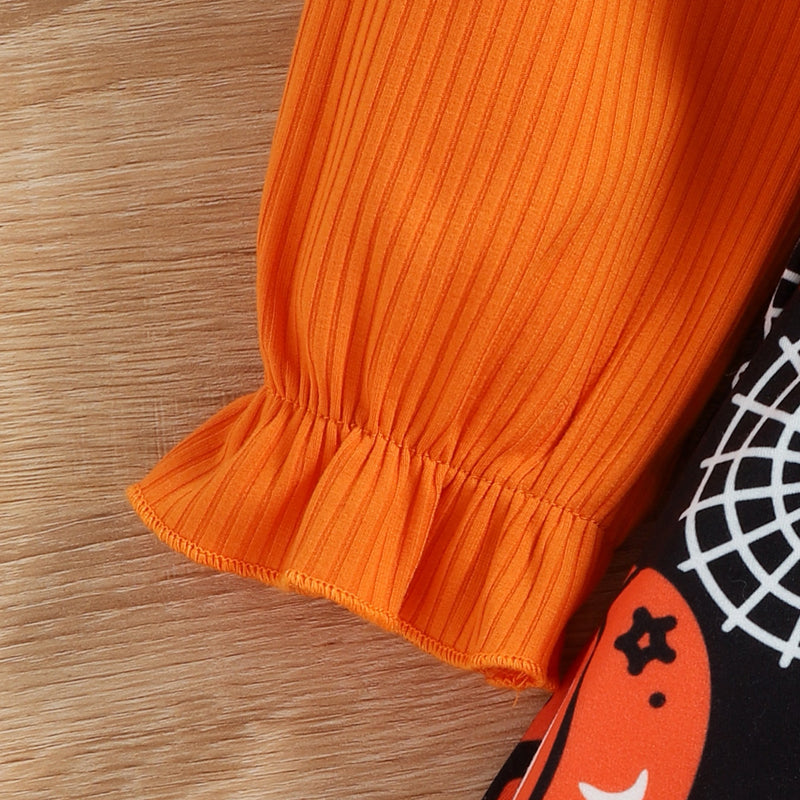 Round Neck Ruffle Trim Halloween Theme Dress - nailedmoms