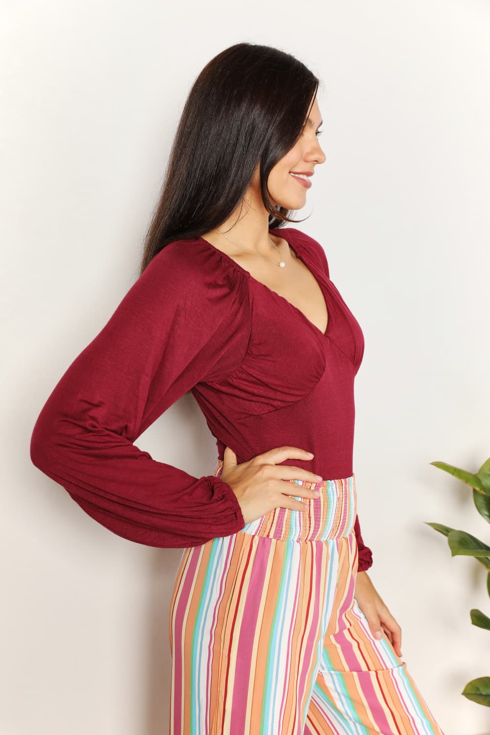 Culture Code  Full Size V-Neck Bodysuit - nailedmoms